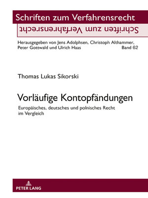 cover image of Vorläufige Kontopfändungen